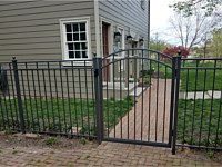 <b>54'' high Alumi-Guard Fairmont Style aluminum fence in Florida Bronze color with ball caps on posts and single arched walk gate 2</b>
